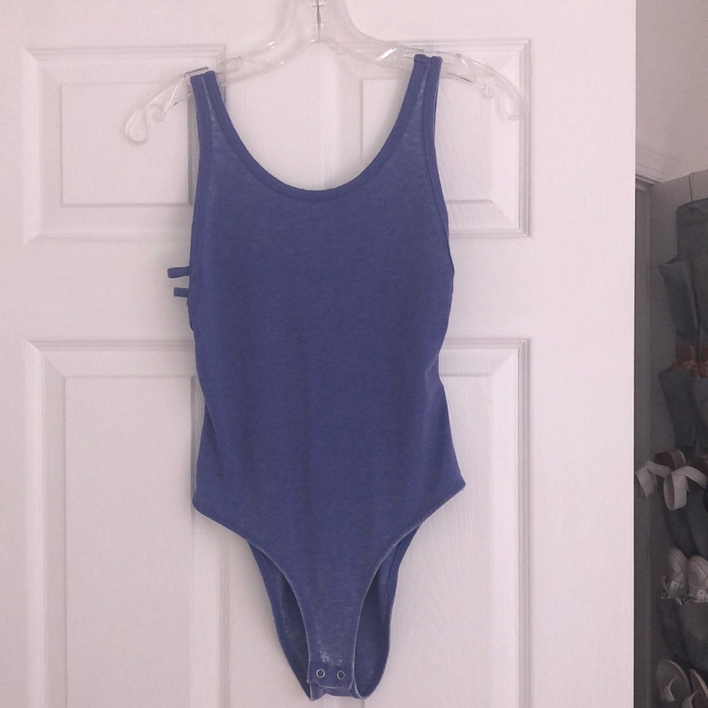 TOPSHOP purple periwinkle bodysuit with cut out on the sides